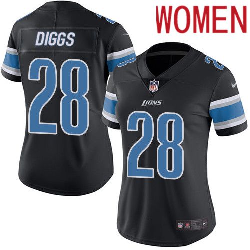 Women Detroit Lions #28 Quandre Diggs Nike Black Vapor Limited NFL Jersey